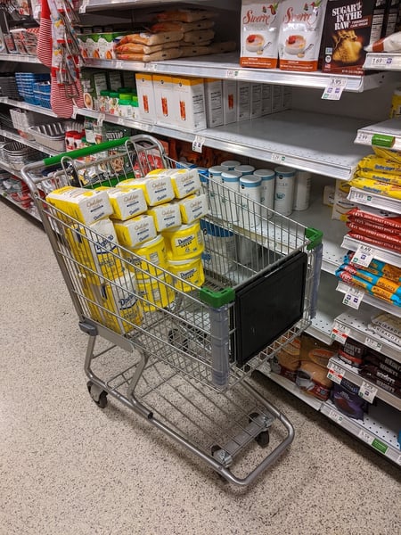 Bags of Sugar in Grocery Cart