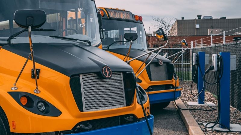 Electric School Buses charging