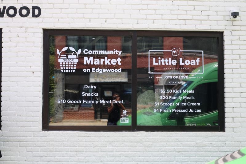 Goodr Community Market on Edgewood & Little Loaf Deli Glass Signage